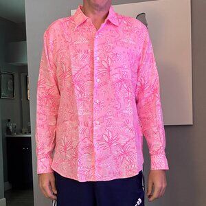 Lilly Pulitzer Men’s Addison Seacoast Linen Shirt – Size L
